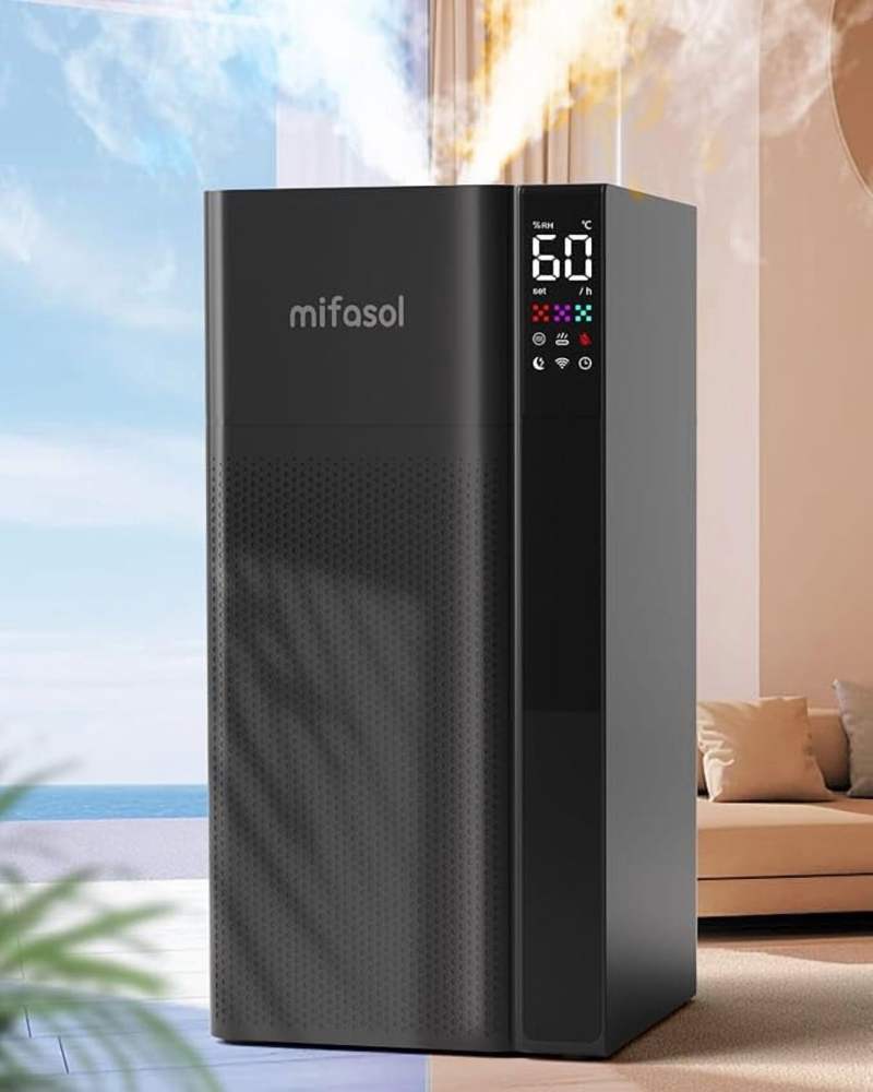 Warm and Cool Mist Humidifier Large Room,5.3Gal/20L Whole House Humidifiers for Home,Quickly & Evenly Humidify Larger Areas,Top Fill,Dual Mist Nozzles and Atomizers,Office Plants,Black