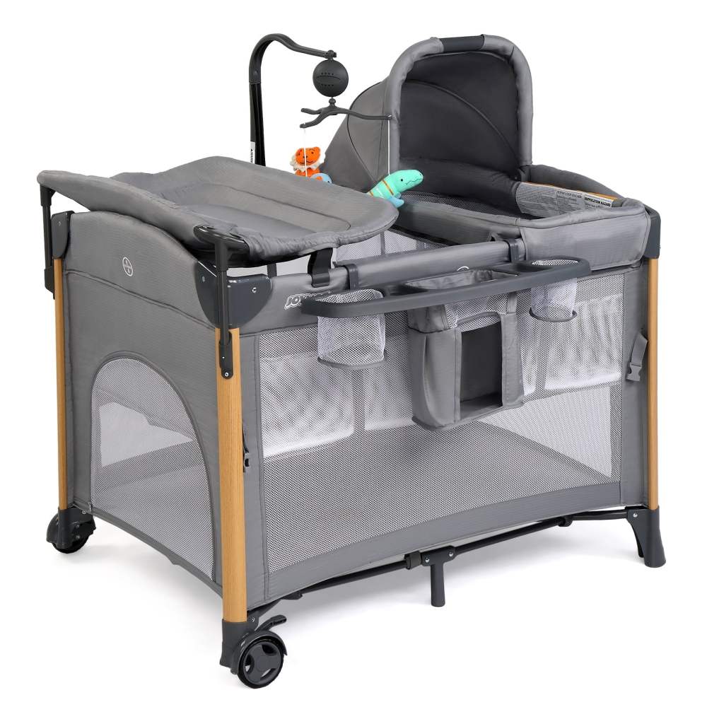 JOYMOR All in One Nursery Center,Bassinet with Changing Table,Mattress,Sheet,Unisex Infant