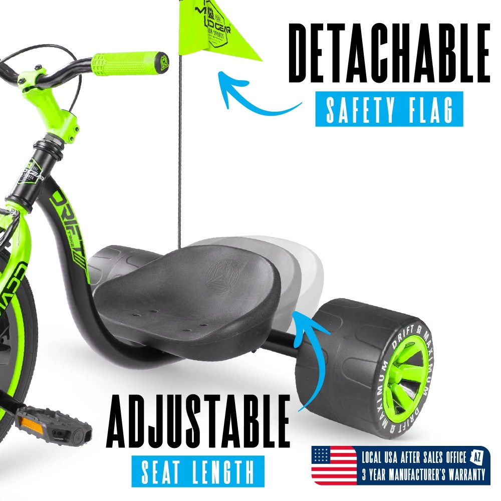 Drift Trike for Kids Ages 5 with Adjustable Seat and 16" Front Wheel-Madd Gear - Image 5