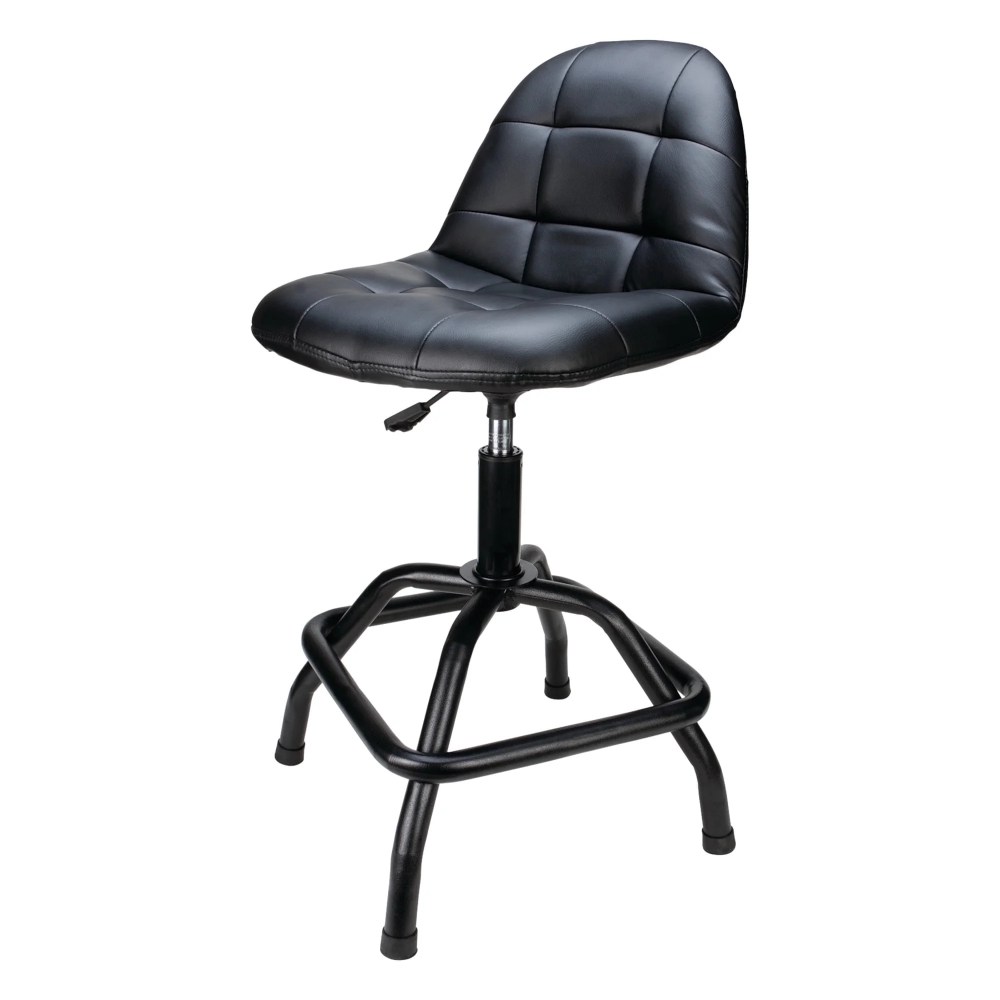 Performance Tool W85031 High Back Pneumatic Adjustable Swivel Bar Stool with Back Support - 25-31 In. Height,for Home,Bar,and Shop,Black