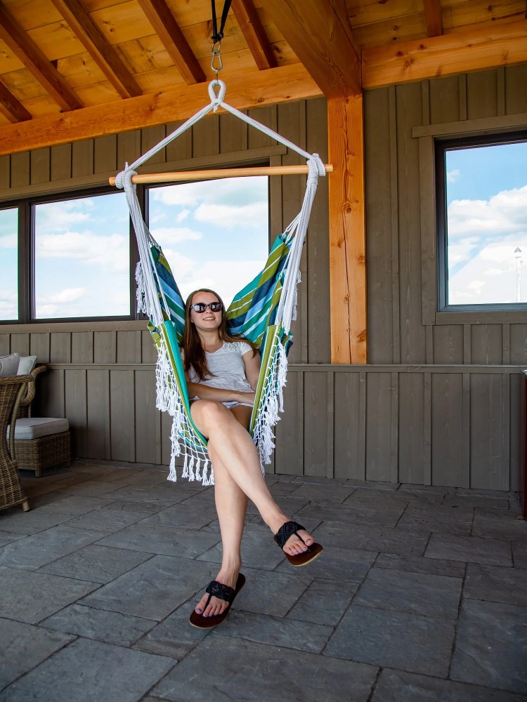 Vivere Brazilian Style Cotton Hammock Chair - Cayo Reef - Image 3