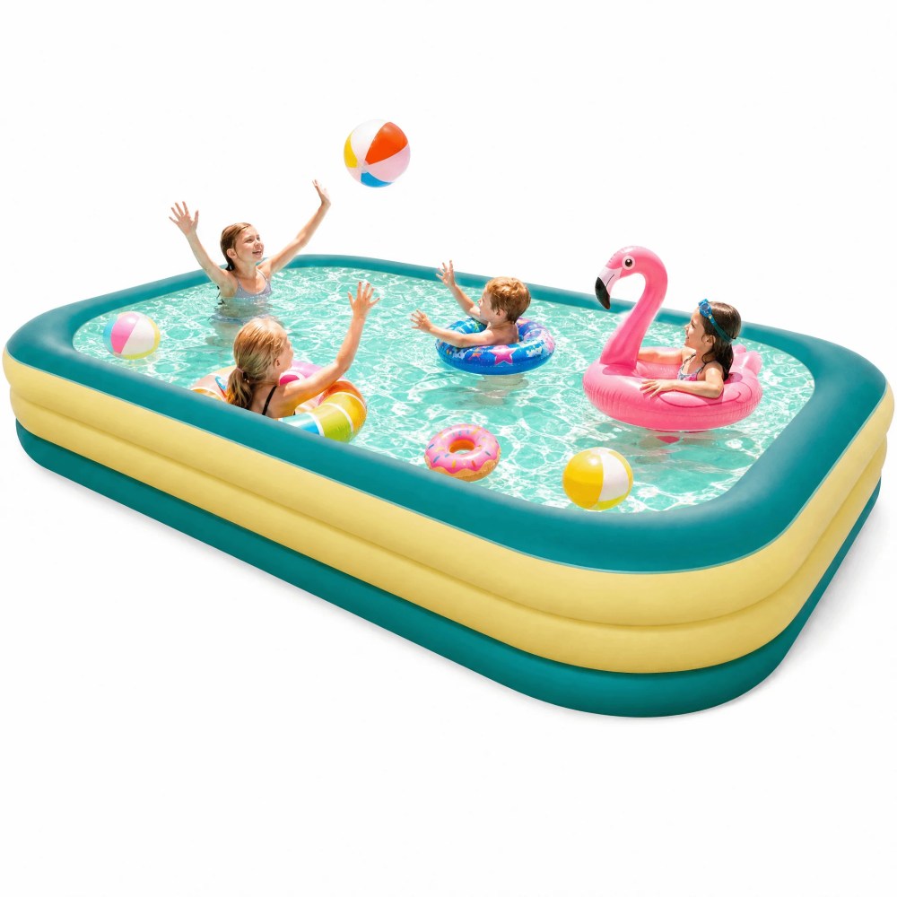 Naipo Inflatable Swimming Pool 120"x72"x22" Blow up Pool ,  Full-Sized Above Ground Family Pool,  Summer Water Party,  Backyard,  Outdoor Beach Garden Lawn ,  Yellow