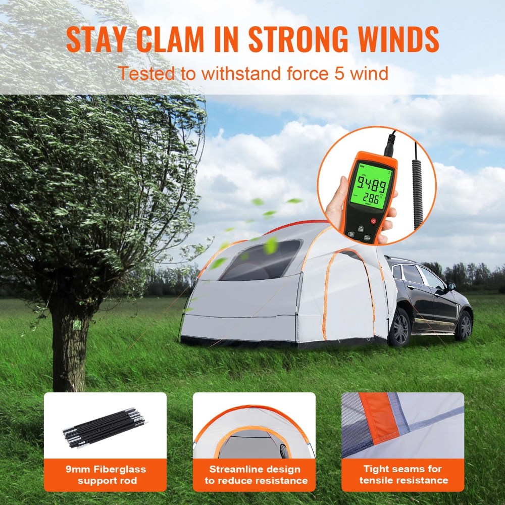 VEVOR SUV Camping Tent 8-8 Ft Waterproof Pickup SUV Tent with Rainfly Carry Bag Car Canopy Shelter for Camping Outdoor Travel - Image 6