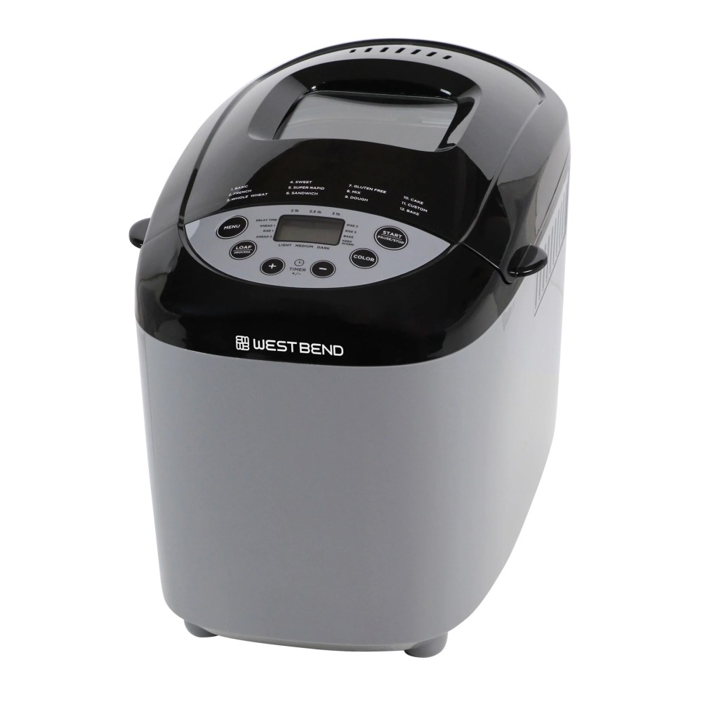 West Bend Hi-Rise Bread Maker with 12 Preset Digital Controls,3 lb Capacity,in Gray (47413)