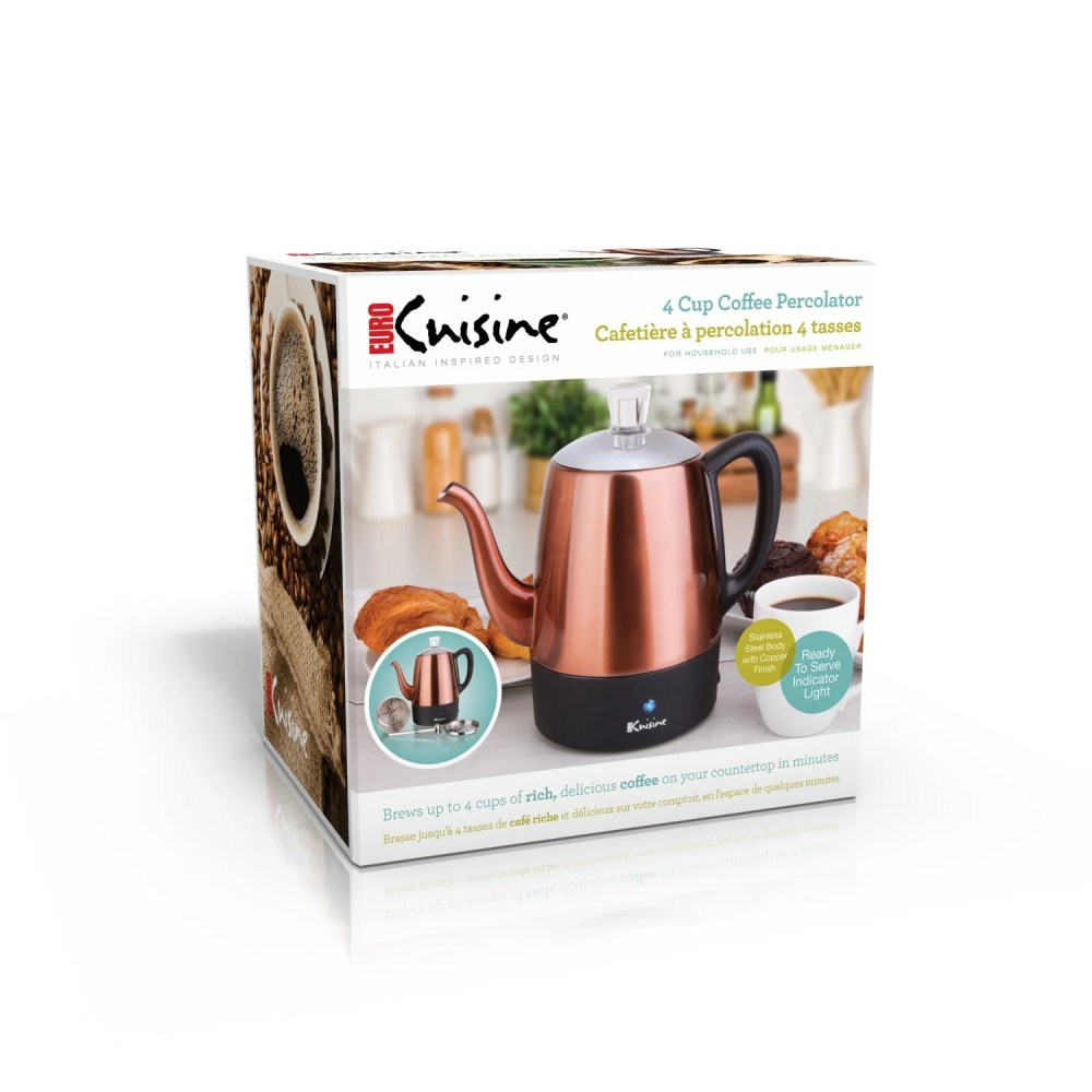 Euro Cuisine Copper 4 Cup Coffee Percolators - Image 2