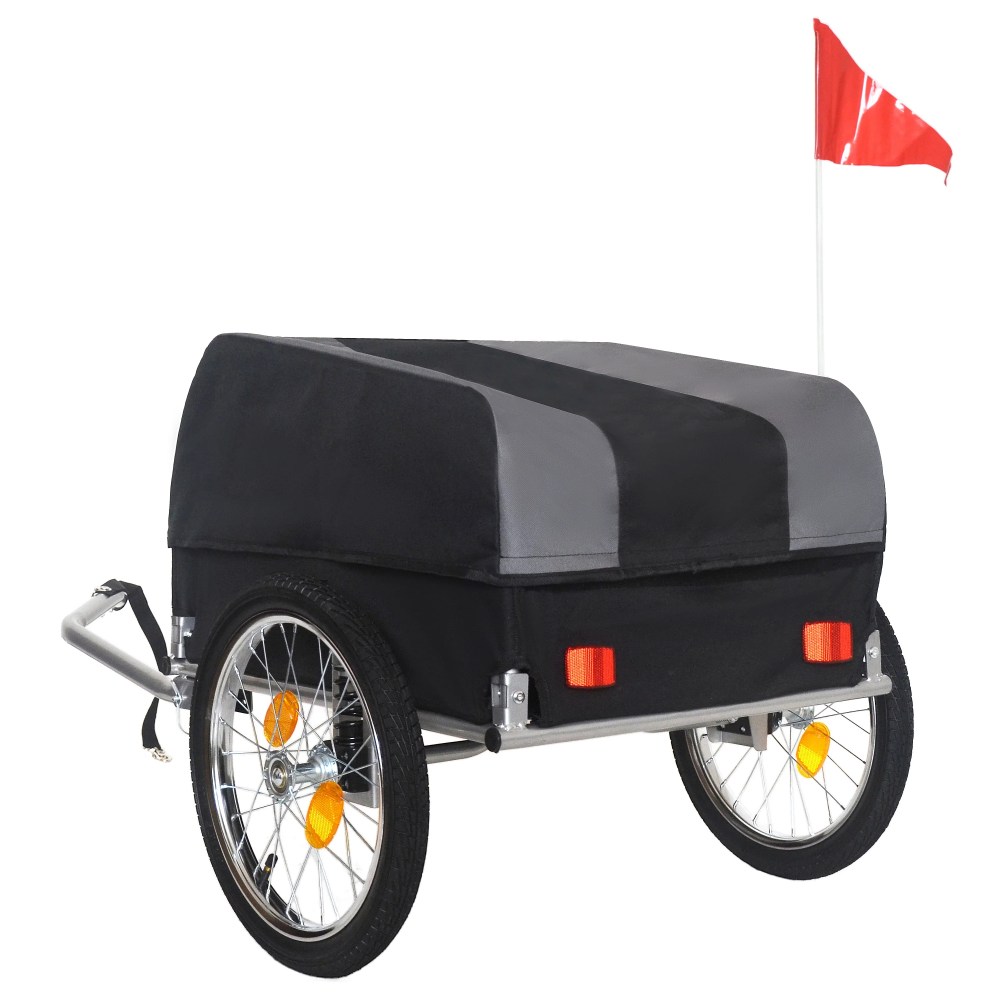 Yoneston 88LBS Heavy Duty Bicycle Cargo Trailer with Removable Waterproof,  Portable Collapsible Bike Trailer with All Terrain Wheels for Camping,  Grocery Transport,  Black