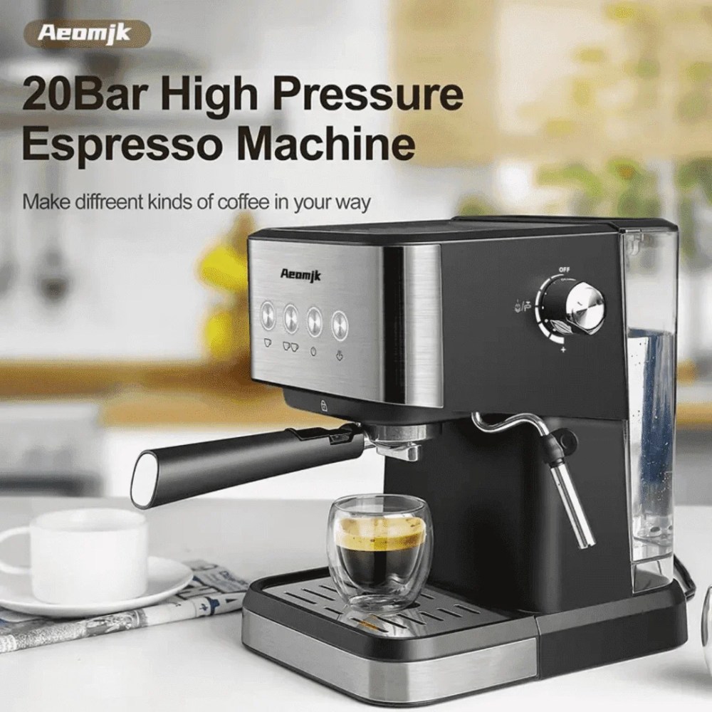 AEOMJK Semi-Automatic Espresso Machine, 20 Bar Pressure, 1.5L Removable Water Tank, Design for Cappuccino & Latte Making,Coffee Brewing - Image 5