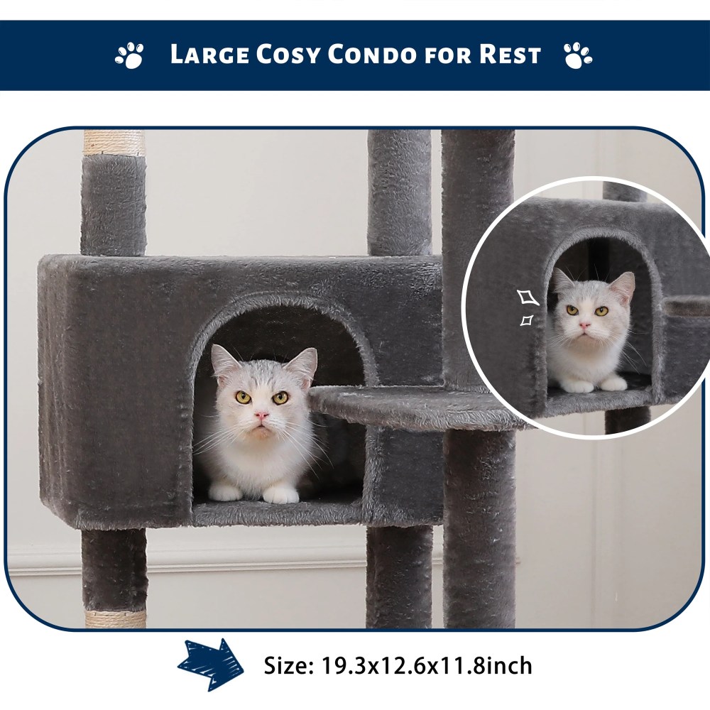Vibrant Life 70" Cat Tree for Indoor Cat, Multi-Level Cat Tower with Scratching Posts, Gray - Image 5
