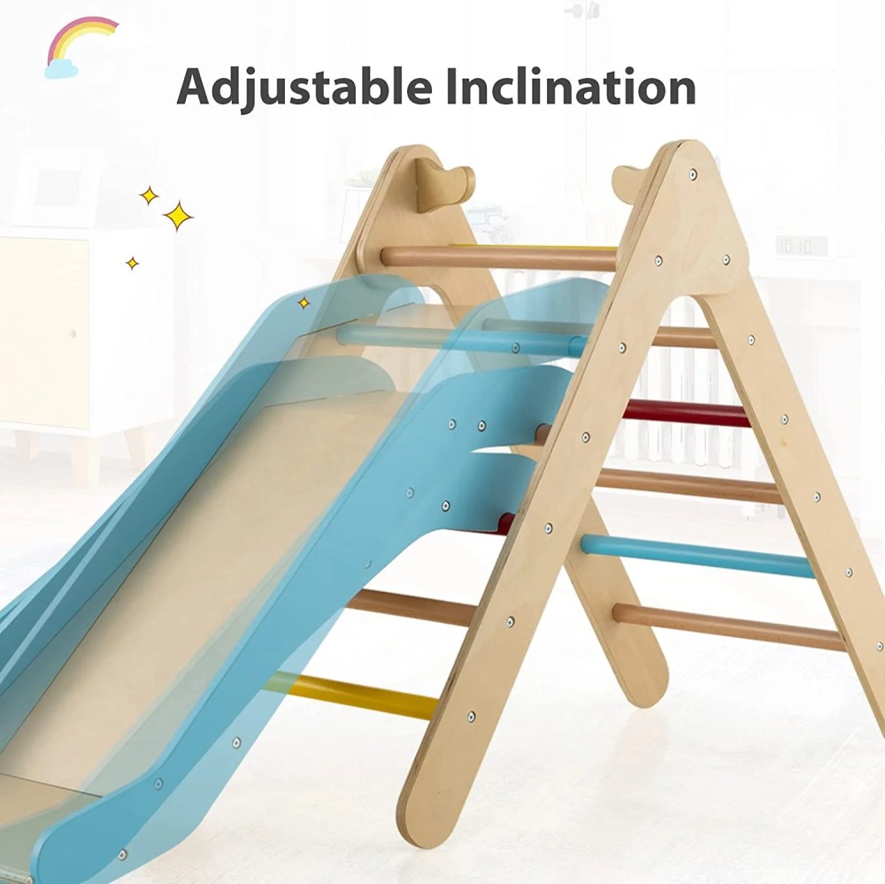 OLAKIDS Climbing Toys for Toddlers, 2 in 1 Montessori Kids Wood Triangle Climber with Ramp Ladder Slide for Gym Playground, Indoor Outdoor Climbing Toy Baby Play Structure Activity Set for Boys Girl - Image 4