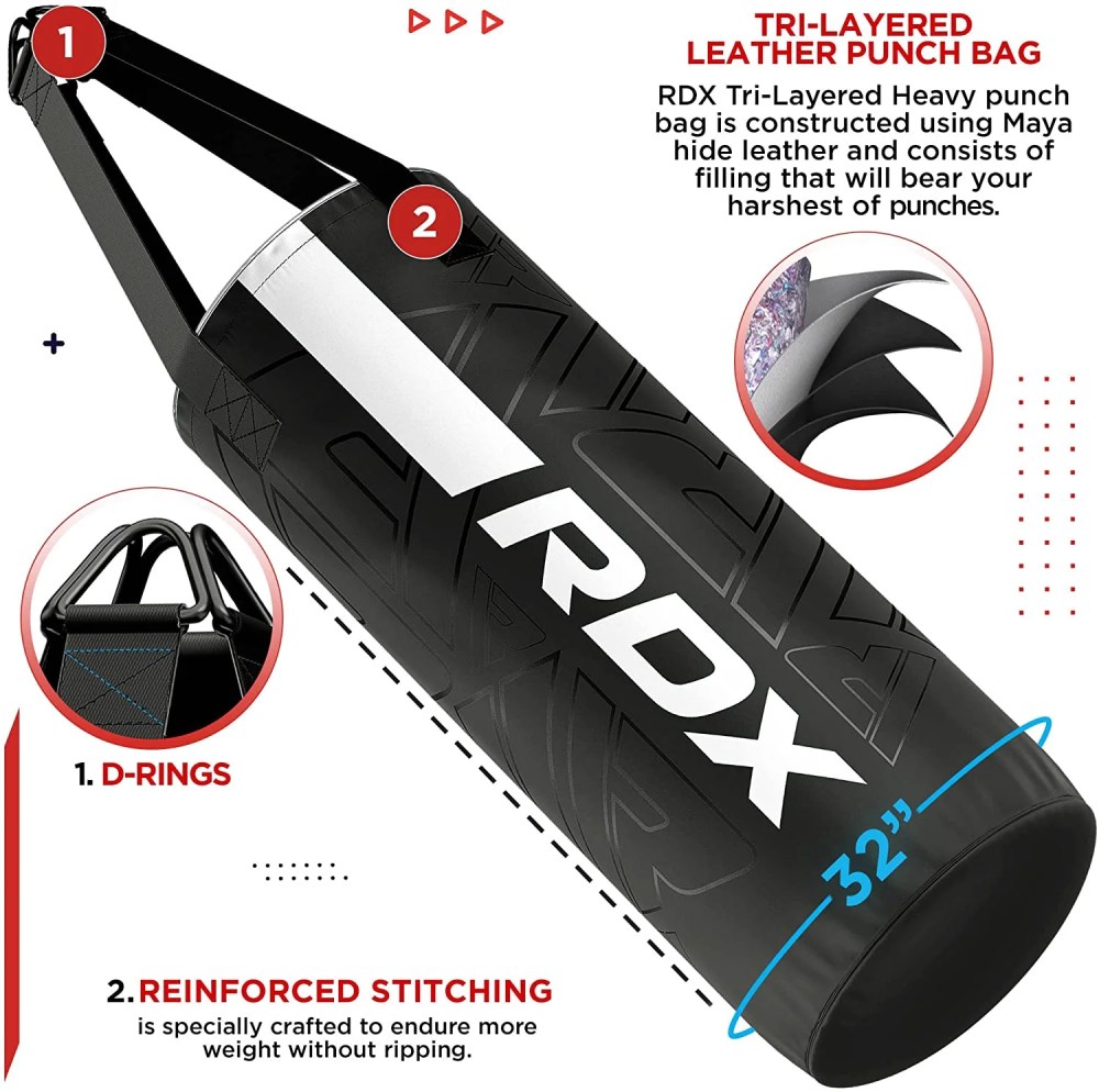 RDX Kids Punching Bag with Boxing Gloves - 2ft Heavy Filled Leather Bag for Boxing, Kickboxing, MMA, Muay Thai & Karate Training - Image 6