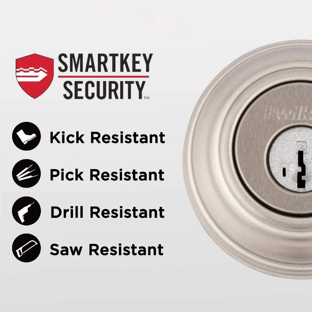 991 Juno Keyed Entry Knob and Single Cylinder Deadbolt Combo Pack featuring SmartKey in Satin Nickel - Image 5