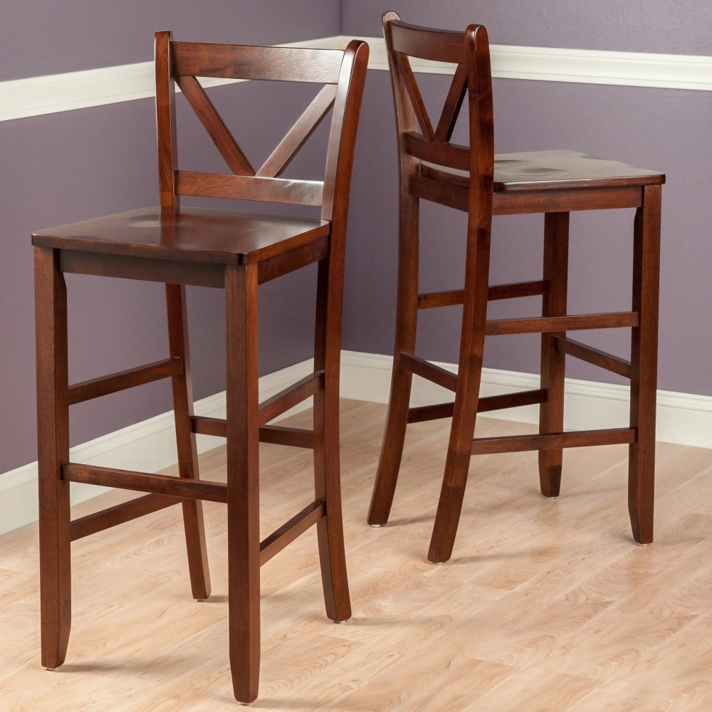 Winsome Wood Victor 30" V-Back Bar Stool,Set of 2,Walnut Finish - Image 4