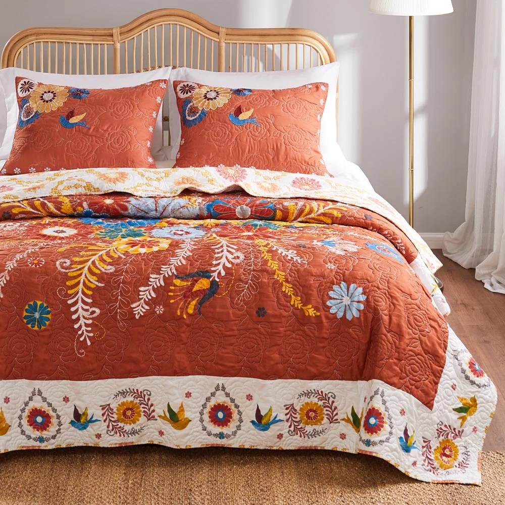 Barefoot Bungalow Topanga Boho Folk Art Quilt Set, Reversible, 3-Piece King - Image 5