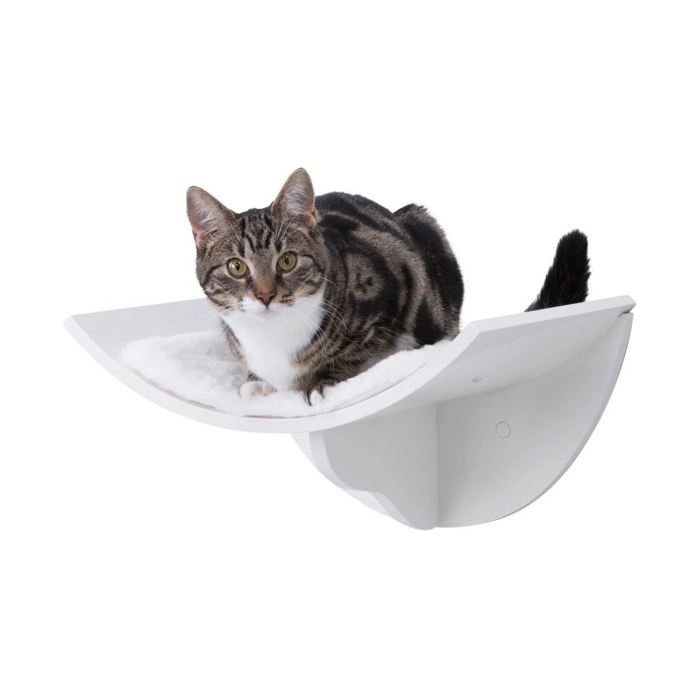 TRIXIE Lorena Space Saving Wall Mounted Cat Perch with Soft Cushion, White - Image 4