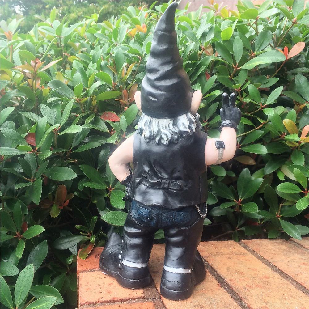 Homestyles Peace Sign "Biker Dude & Babe" the Biker Gnome Riding Her White Hog in Leather Motorcycle Gear Large Outdoor Garden Statue 14.5"H and 12"H - Image 4