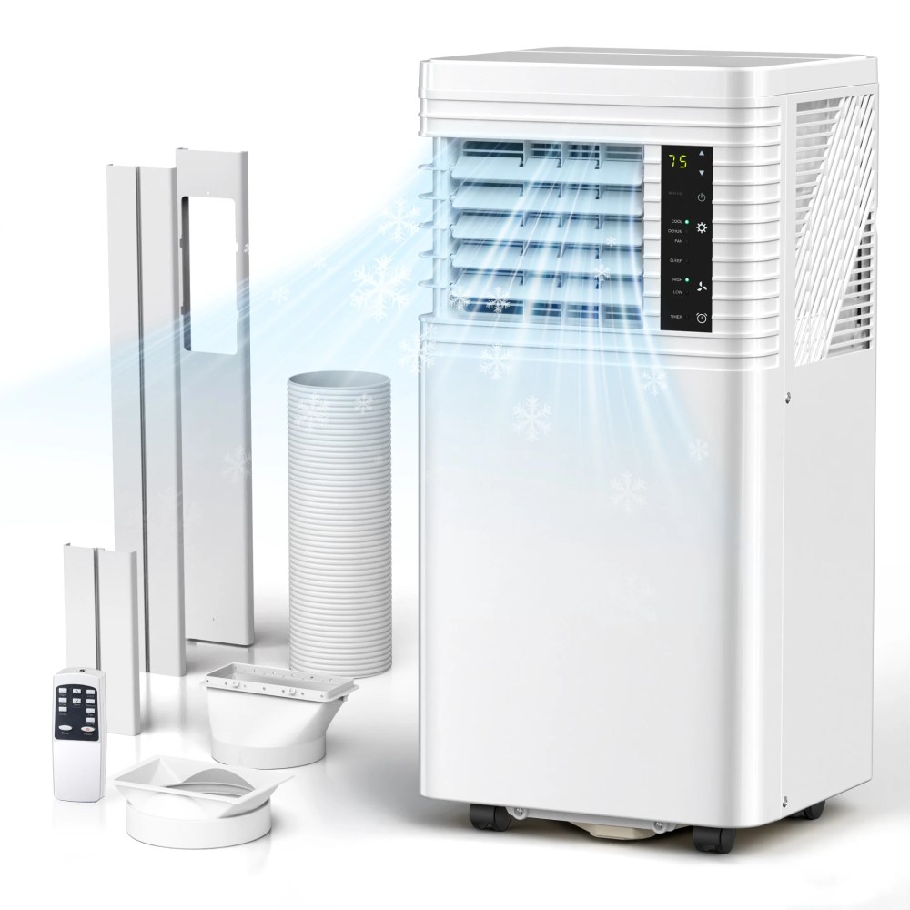 KISSAIR 10, 000 BTU Portable Air Conditioner - Cools 450 Sq.Ft,4-in-1 AC/Dehumidifier/Fan,Quiet & Energy Efficient,with Remote,24H Timer,Easy Installation - Perfect for Bedroom,Office,Apartment