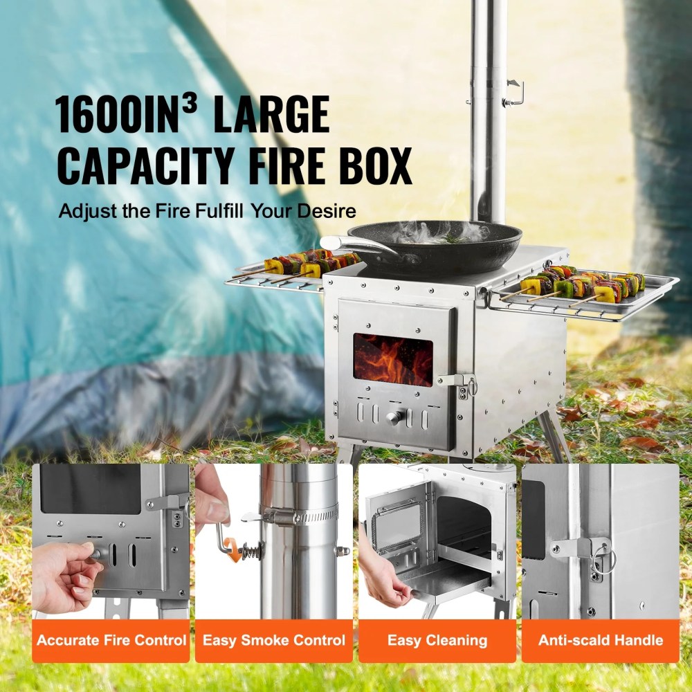 VEVOR Portable Wood Stove Camping Tent Stove Outdoor-1646in, 54 lbs, Red - Image 8