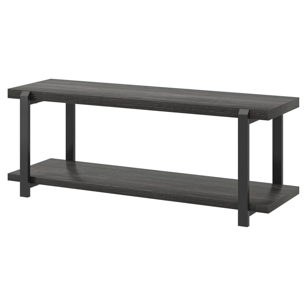 47 Inch Shoe Rack,Rustic Wood & Metal Entryway Bench,Vintage Shoe Storage for Hallway,Dark Gray - Image 4