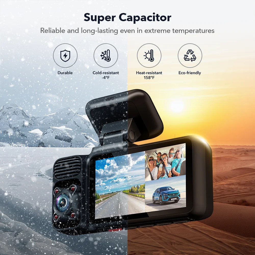 REDTIGER 4K 3 Channel Dash Cam Front and Rear, Dash Camera with 5G WiFi, Front Inside and Rear Triple Car Camera with 64GB Card, GPS, IR Night Vision, 24H Parking Mode, G Sensor - Image 8