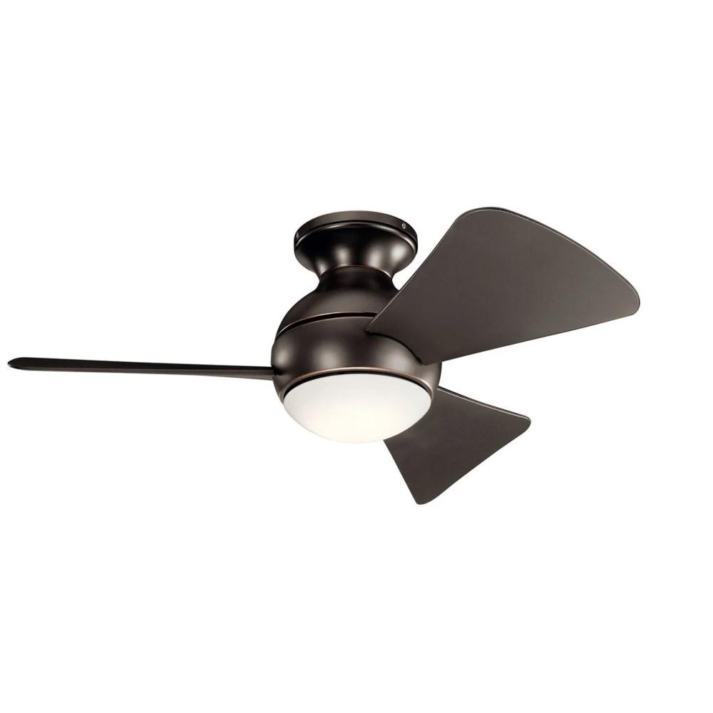Kichler Sola 34" Olde Bronze Integrated LED Flush Mount Outdoor Ceiling Fan with Wall Control