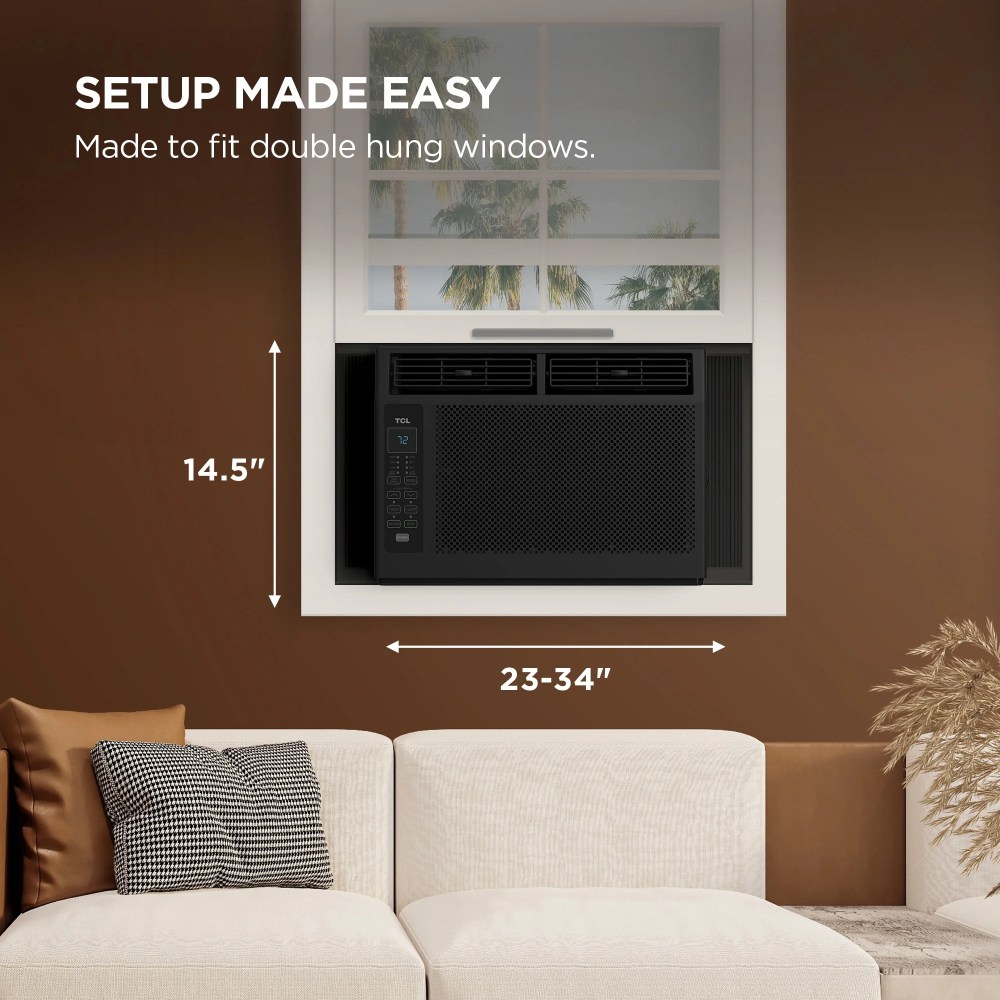 TCL 5, 000 BTU Window Air Conditioner (Black) - 150 Sq ft, LED Display, Included Remote, Compact, Dorm Friendly - W5W3M-B - Image 5