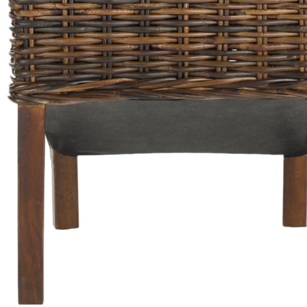 SAFAVIEH Ridge Bohemian Rattan Solid Dining Parsons Chair, Croco (Set of 2) - Image 8