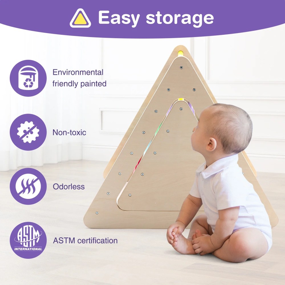 Walsport 3 in 1 Baby Triangle Climber with Ladder Sliding and Climbing Fun Zone, Toddler Wooden Indoor Play Equipment for Toddlers 18m-6yrs - Image 6