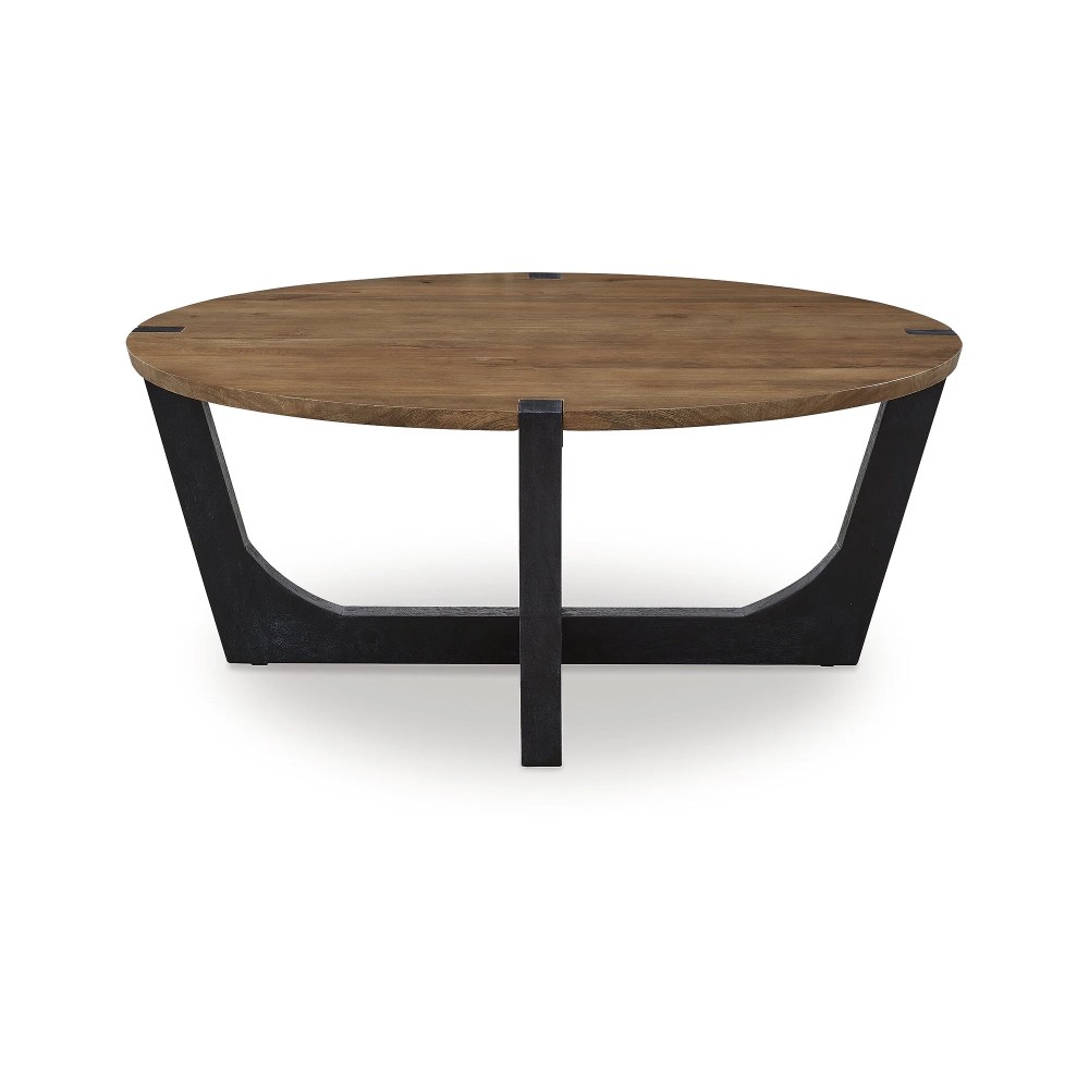 Signature Design by Ashley Hanneforth Round Coffee Table,Brown/Black - Image 6