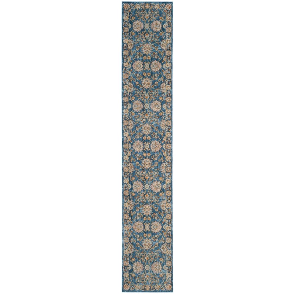SAFAVIEH Vintage Persian Maggie Distressed Polyester Area Rug, Turquoise/Multi, 8" x 10" - Image 3