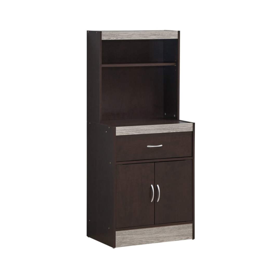 54" Tall Open Shelves,1-Drawer and Bottom Enclosed Storage Kitchen Cabinet