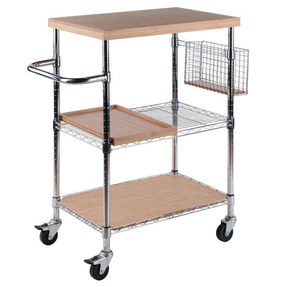 Winsome Wood Madera Kitchen Utility Cart,Bamboo Finish