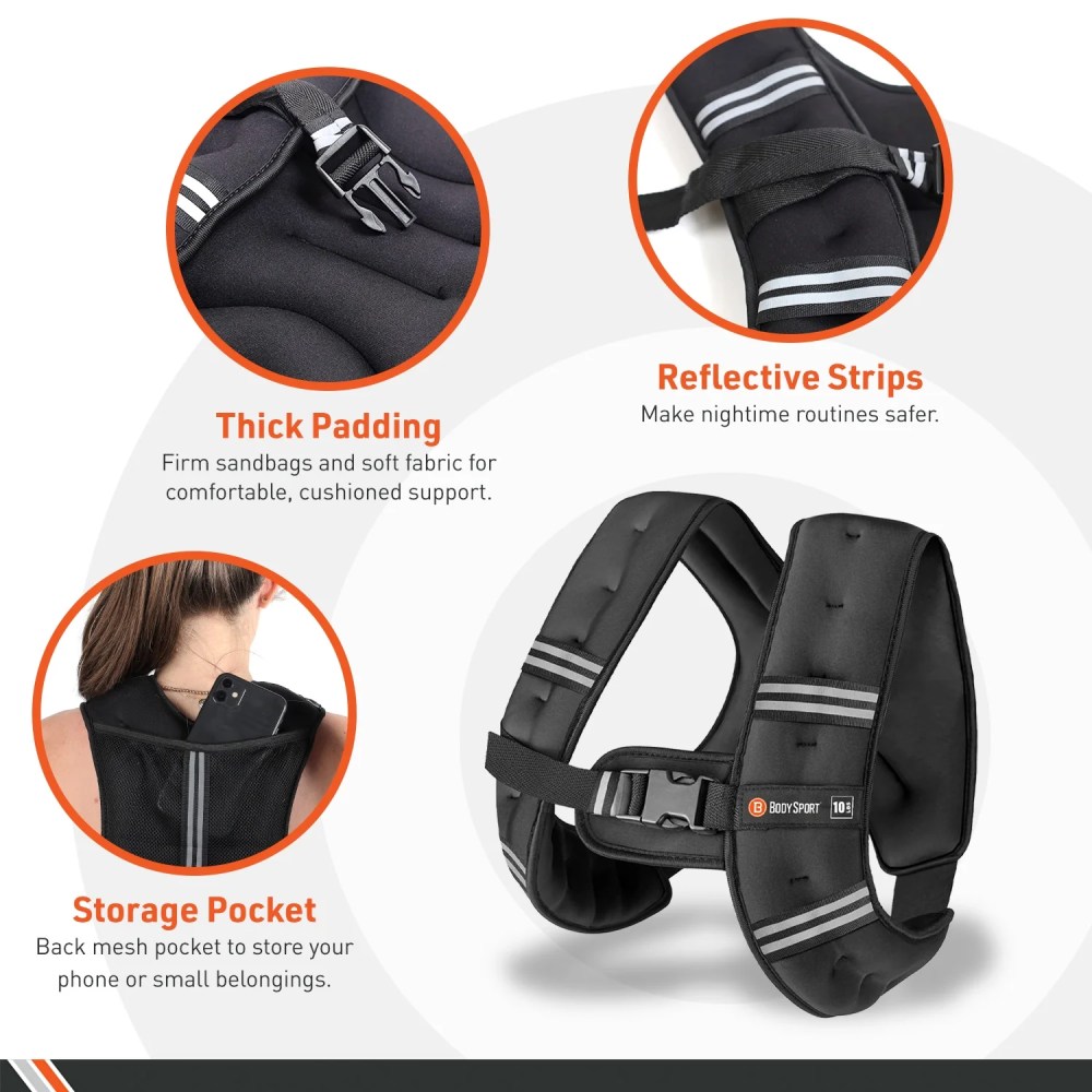 Body Sport Weighted Vest, 15 lb. - Adjustable Fitness Vest for Strength Training, Running, Walking, and Endurance Workouts - Image 6