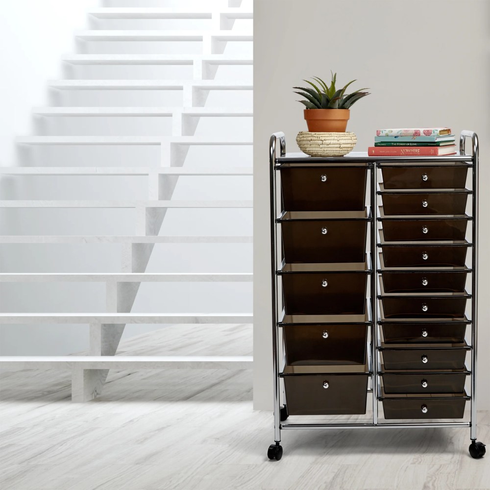Seville Classics 15-Drawer Organizer Cart, Black - Image 7
