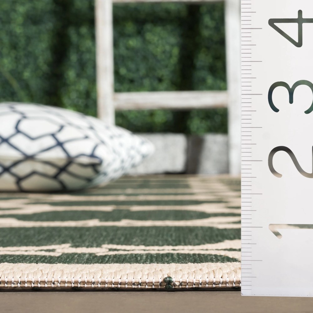 SAFAVIEH Courtyard Estelle Geometric Indoor/Outdoor Area Rug, Dark Green/Beige, 8" x 11" - Image 13