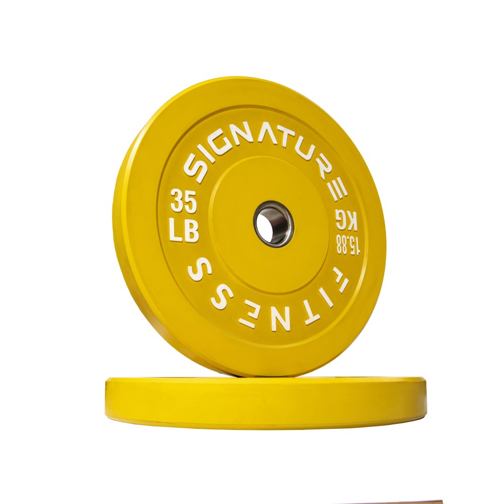 Signature Fitness 2" Olympic Bumper Plate Weight Plates with Steel Hub in Pairs or Sets - 100 Virgin Rubber - Image 4