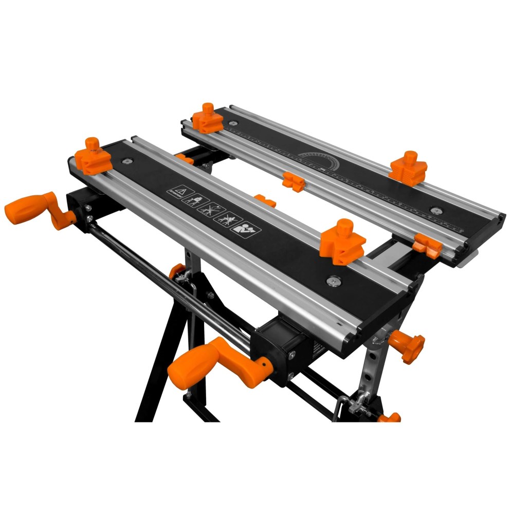 WEN 24-Inch Height Adjustable Tilting Steel Portable Work Bench and Vise with 8 Sliding Clamps - Image 2