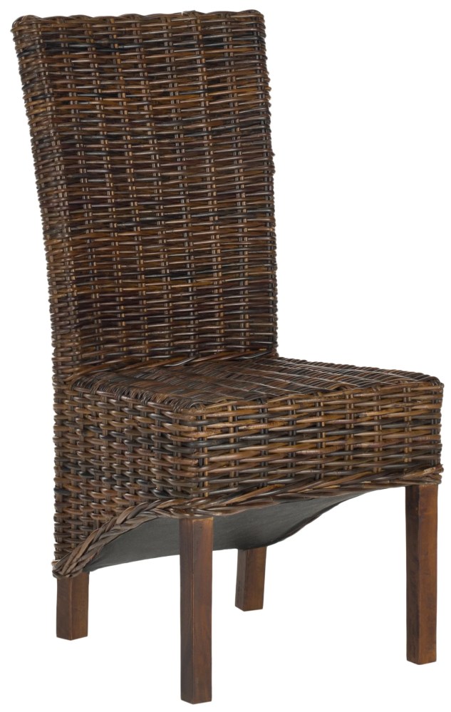 SAFAVIEH Ridge Bohemian Rattan Solid Dining Parsons Chair, Croco (Set of 2) - Image 3