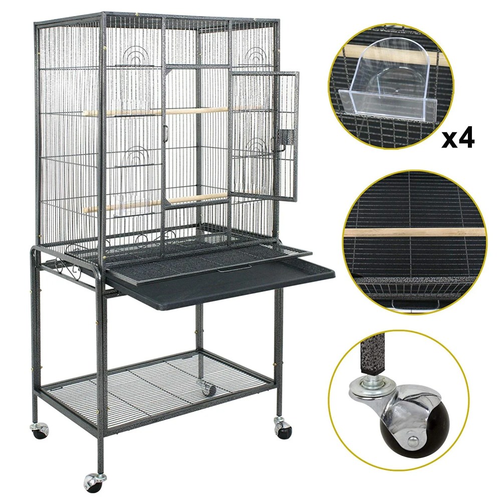 ZENSTYLE 53" Bird Cage with Stand Wrought Iron Frame Birdcage - Image 2