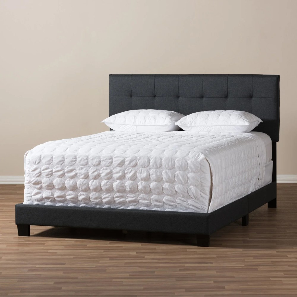 Baxton Studio Brookfield Modern and Contemporary Fabric Upholstered Grid-Tufted Full-Size Bed - Image 4