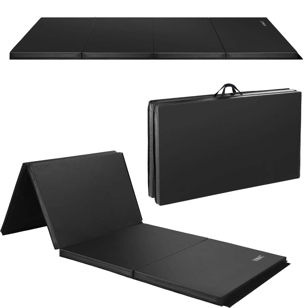 NETAJE 4'x10'x2" New Folding Gymnastics Mat,  Tumbling Mat with Carrying Handles for Indoor/Outdoor Exercise,  Black