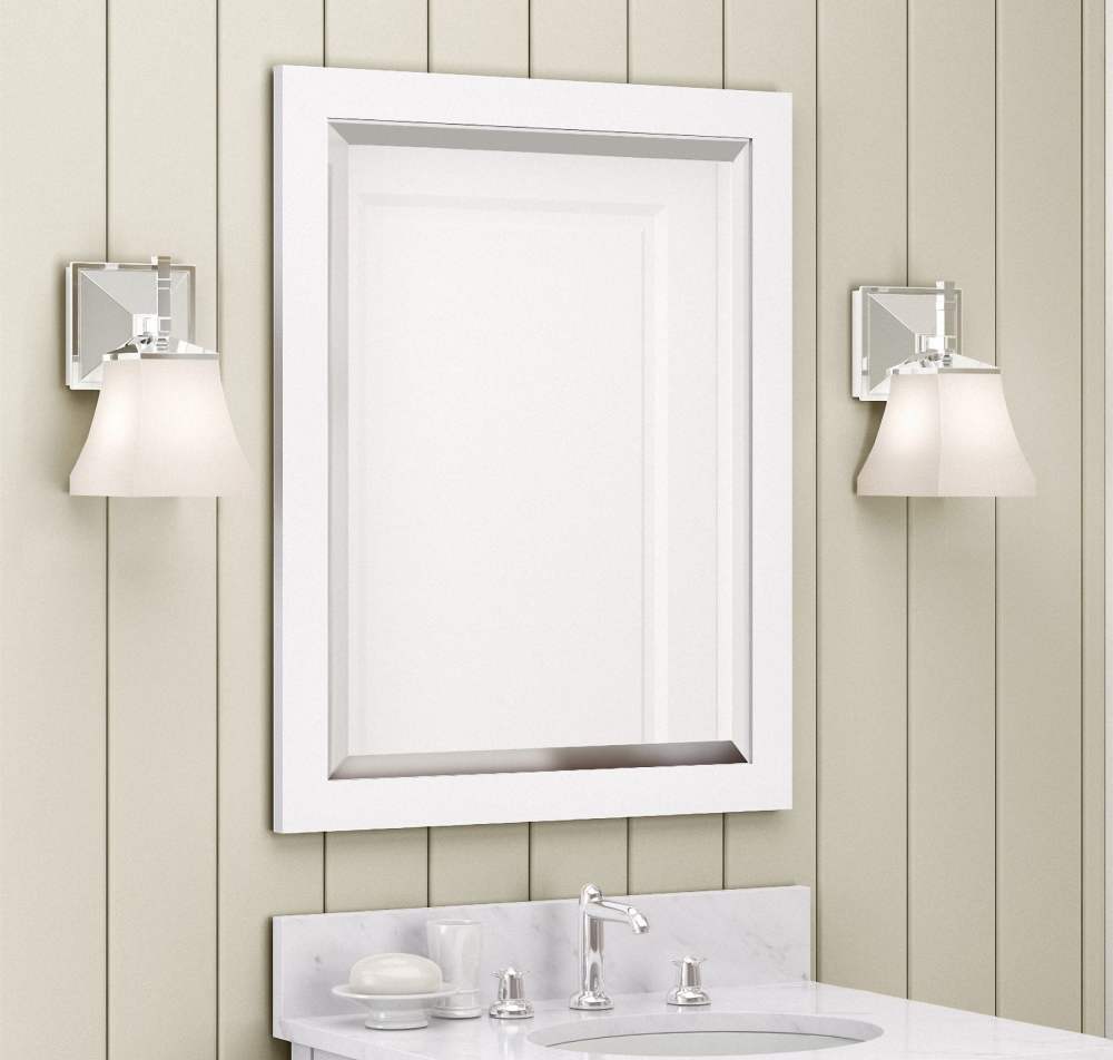 Alaterre Furniture 24" Beveled Bath Vanity Mirror,White