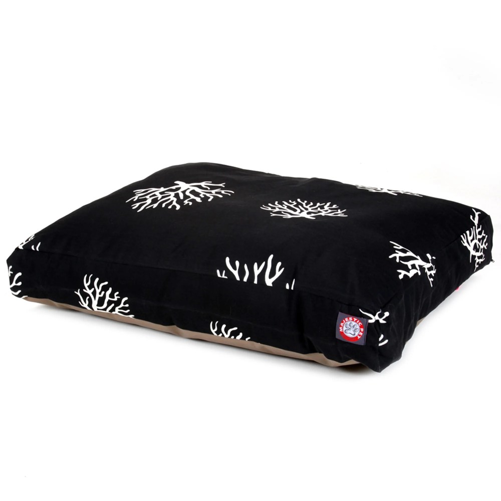 Majestic Pet Coral Rectangle Pet Bed For Dogs, Removable Cover, Black, Extra Large