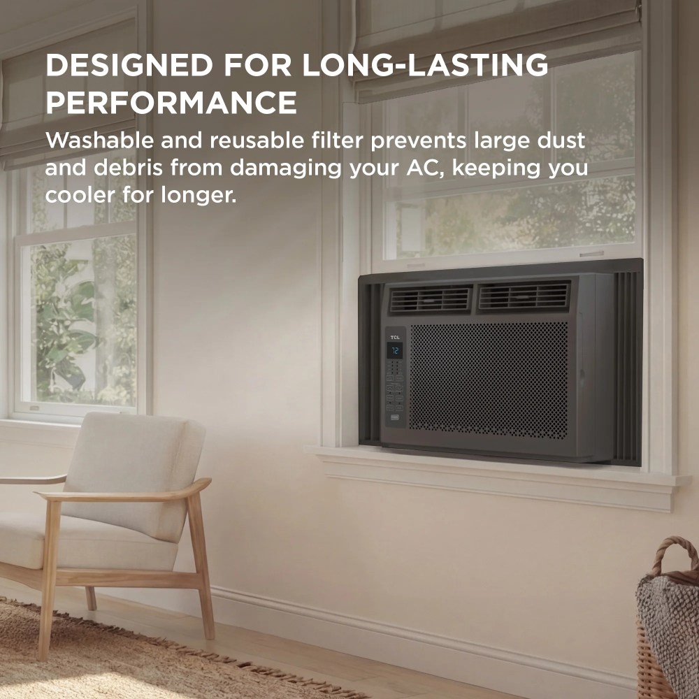 TCL 5, 000 BTU Window Air Conditioner (Black) - 150 Sq ft, LED Display, Included Remote, Compact, Dorm Friendly - W5W3M-B - Image 6
