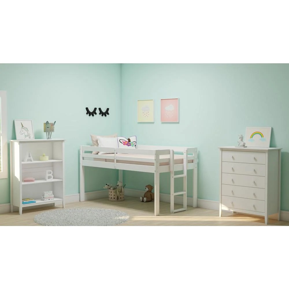 Alaterre Furniture Simplicity 5-Drawer Chest,Kids Bedroom Dresser,Anti-Tip Safety,Metal Glides,Wooden Knobs,Brazilian Pine and Veneers,White - Image 6