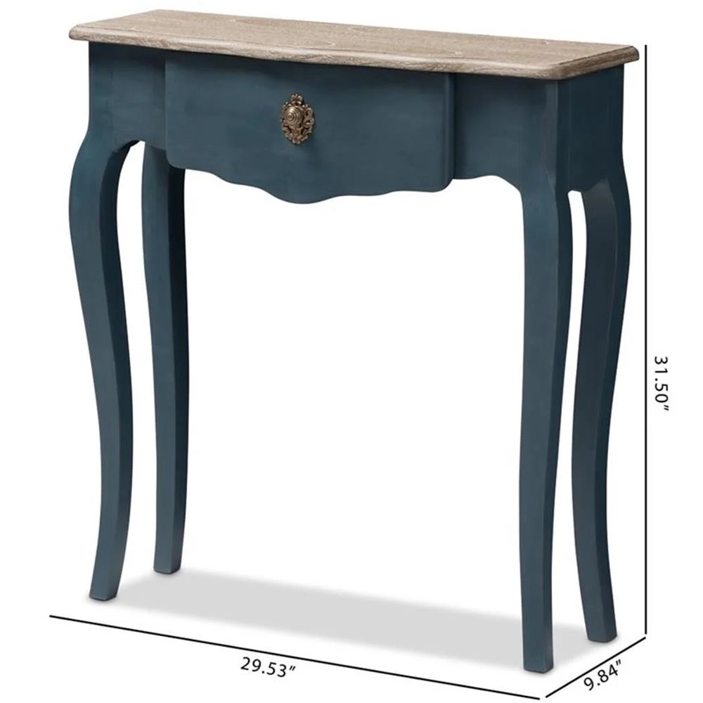 Baxton Studio Mazarine Classic and Provincial Blue Spruce Finished Console Table - Image 4