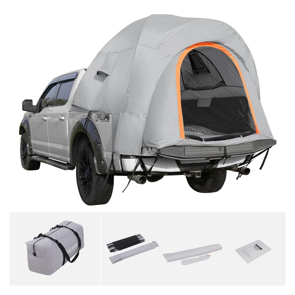 VEVOR Truck Tent 6.4"-6.7" Waterproof Spacious Pickup Truck Bed Tent with Rainfly Carry Bag for Camping Traveling Outdoor - Image 4