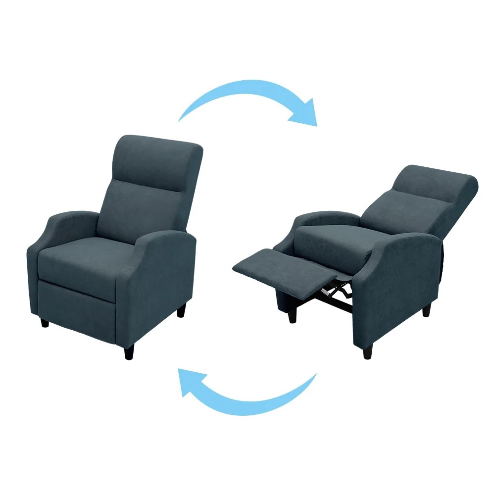 Abble Push Back Fabric Manual Recliner Chair Single Rclining Sofa for Living Room,Bedroom -Denim - Image 6