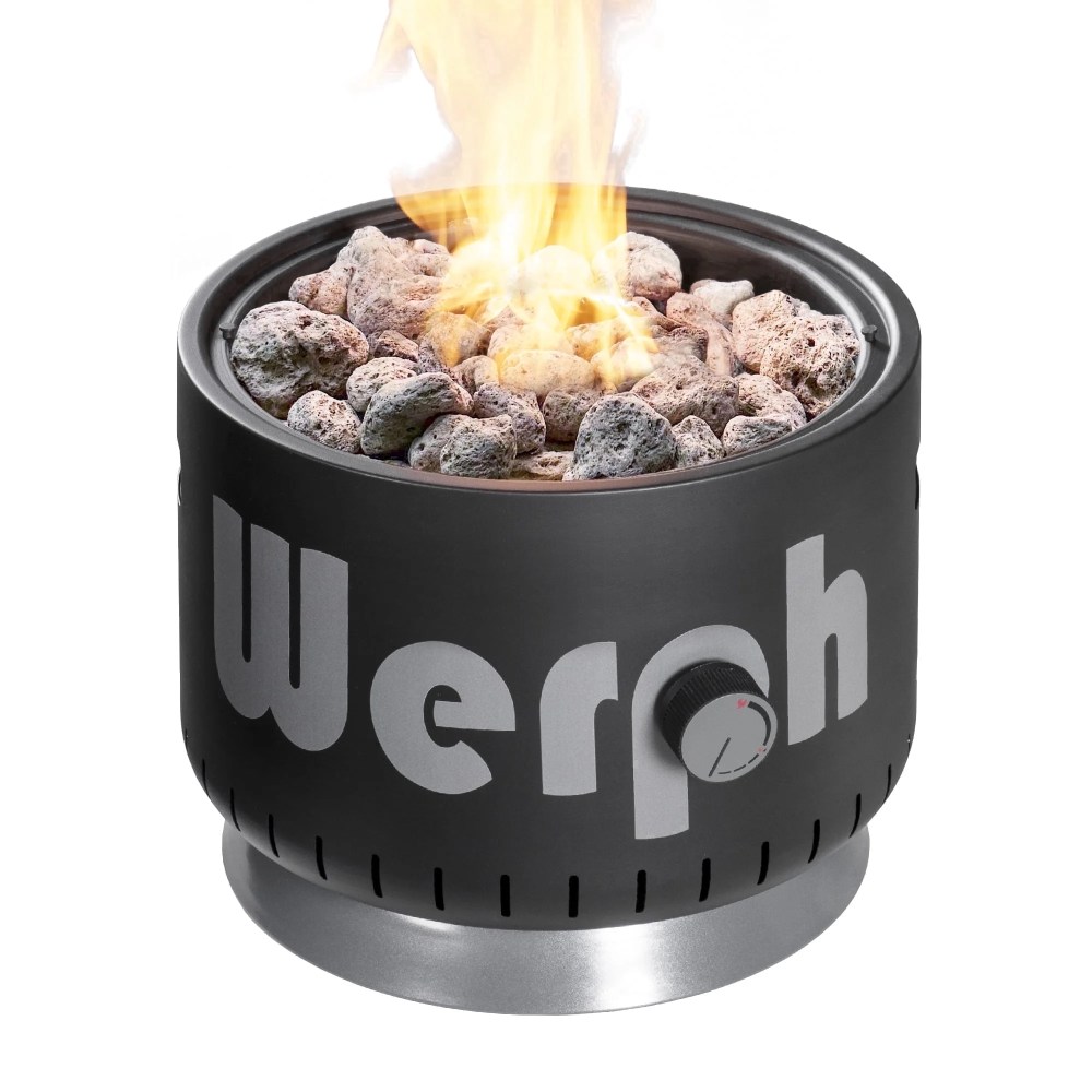 Werph 17-Inch Compact Propane Gas Fire Pit,58000 BTU,Lightweight with Locking 2-in-1 Lid & Pumice Stones,Ideal for Camping,RV,Picnic,Fishing & Backyard