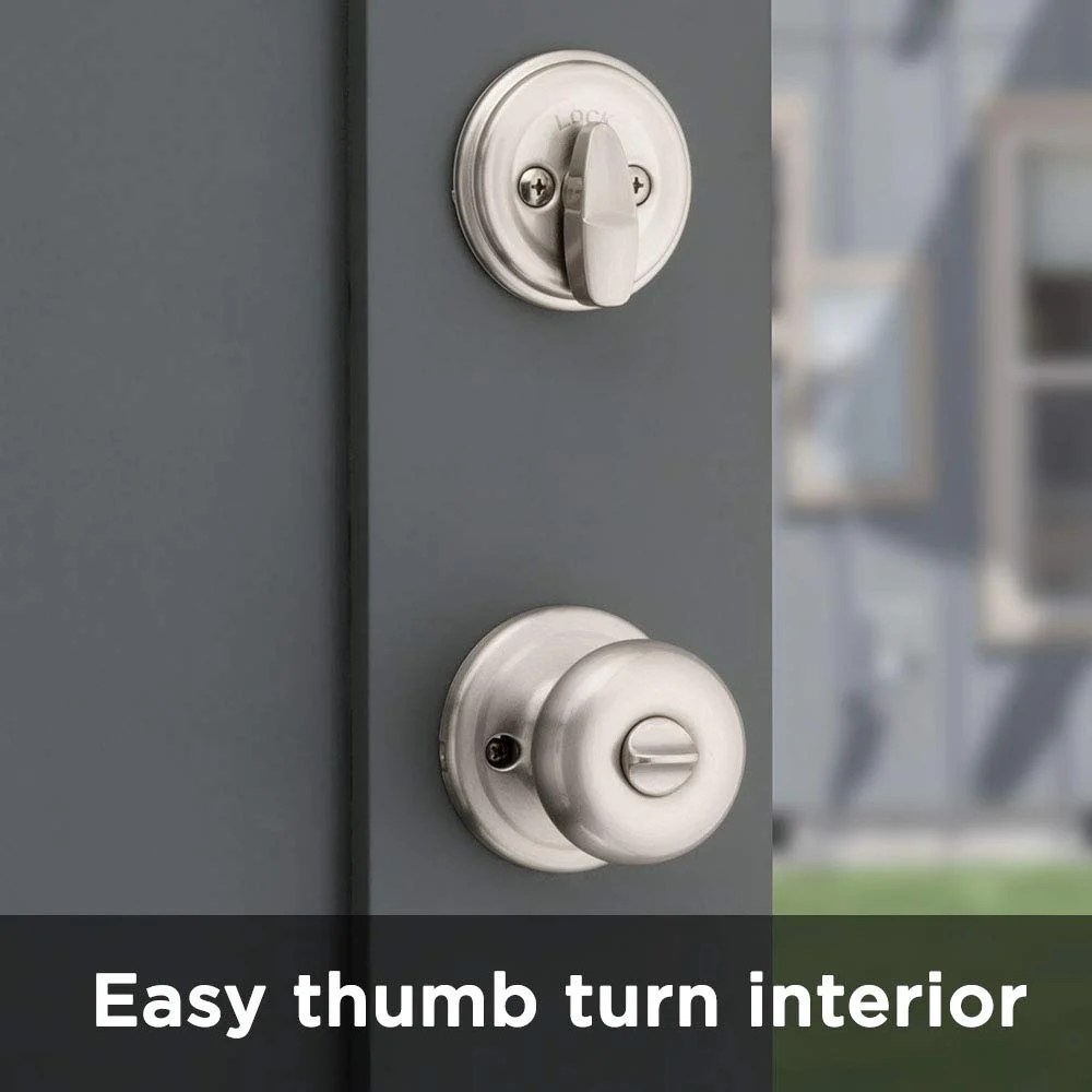 991 Juno Keyed Entry Knob and Single Cylinder Deadbolt Combo Pack featuring SmartKey in Satin Nickel - Image 7
