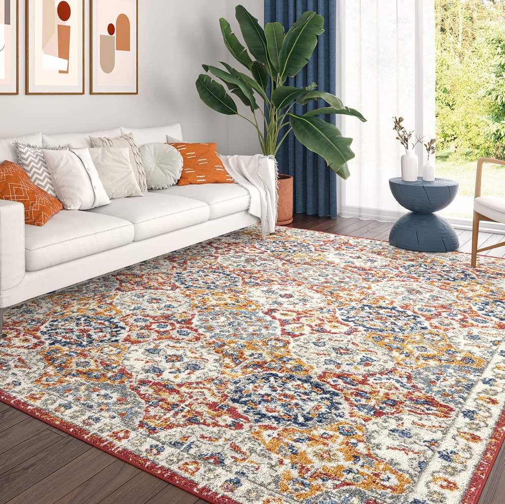 Chelsea Transitional Oriental 5'3" x 7'3" Multicolor Polypropylene Indoor Area Rug, 5" x 7"